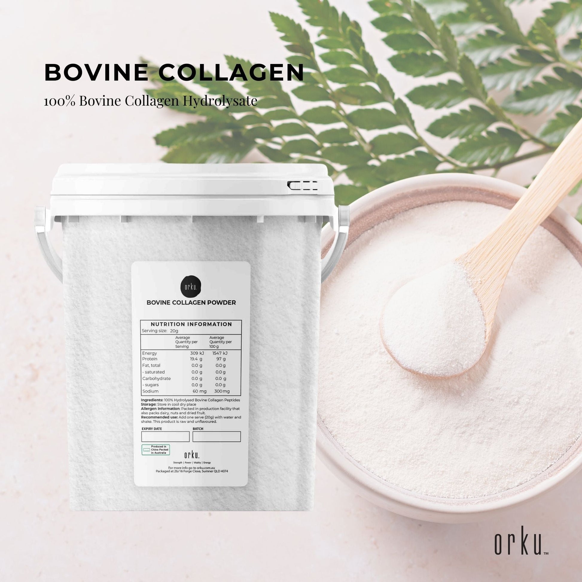 Collagen Powder Tub - Bovine Hydrolysate Protein Peptide Supplement Unflavoured