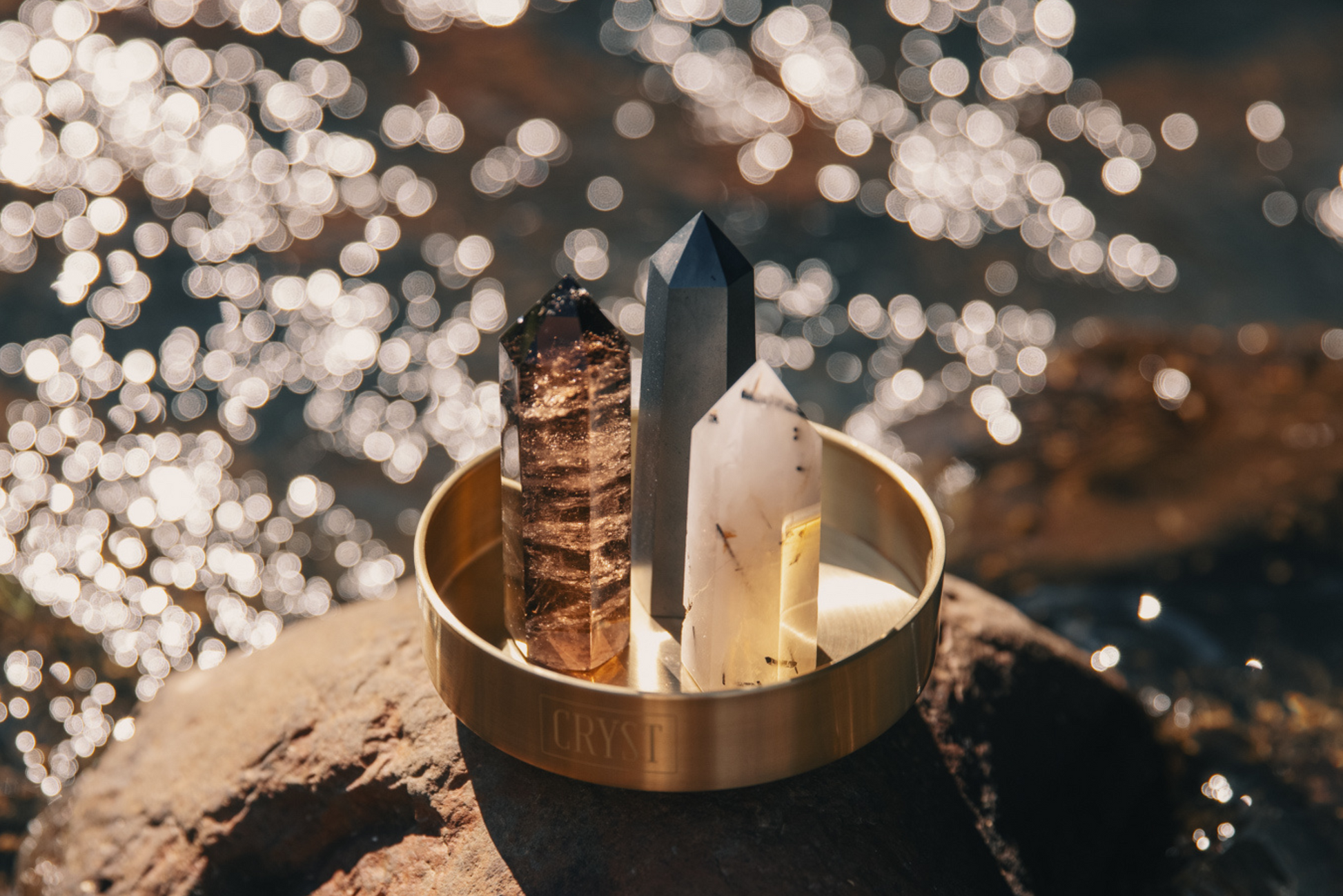 Concentration + Grounding Crystal Trio - Smoky Quartz, Tourmaline Quartz + Hematite