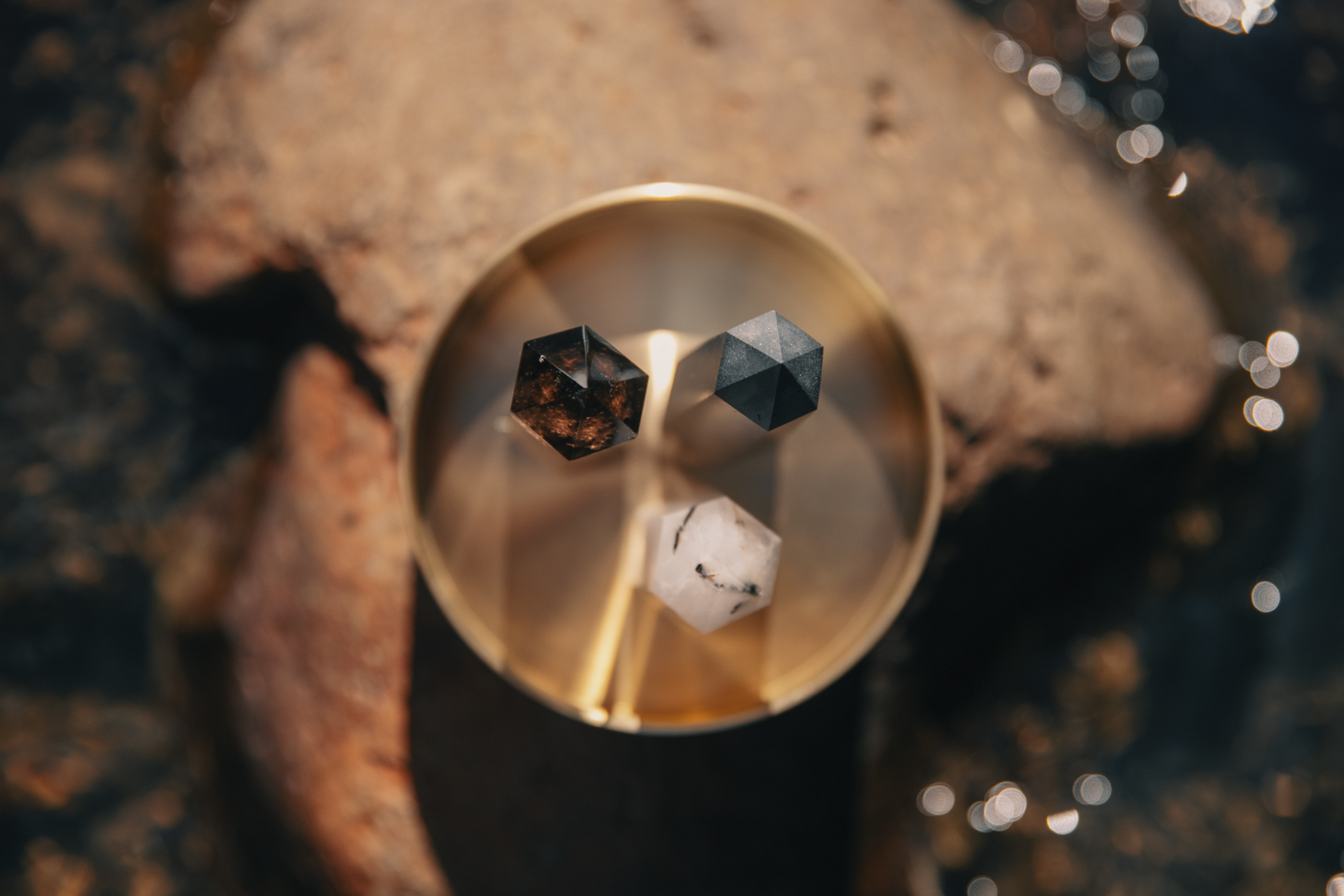 Concentration + Grounding Crystal Trio - Smoky Quartz, Tourmaline Quartz + Hematite