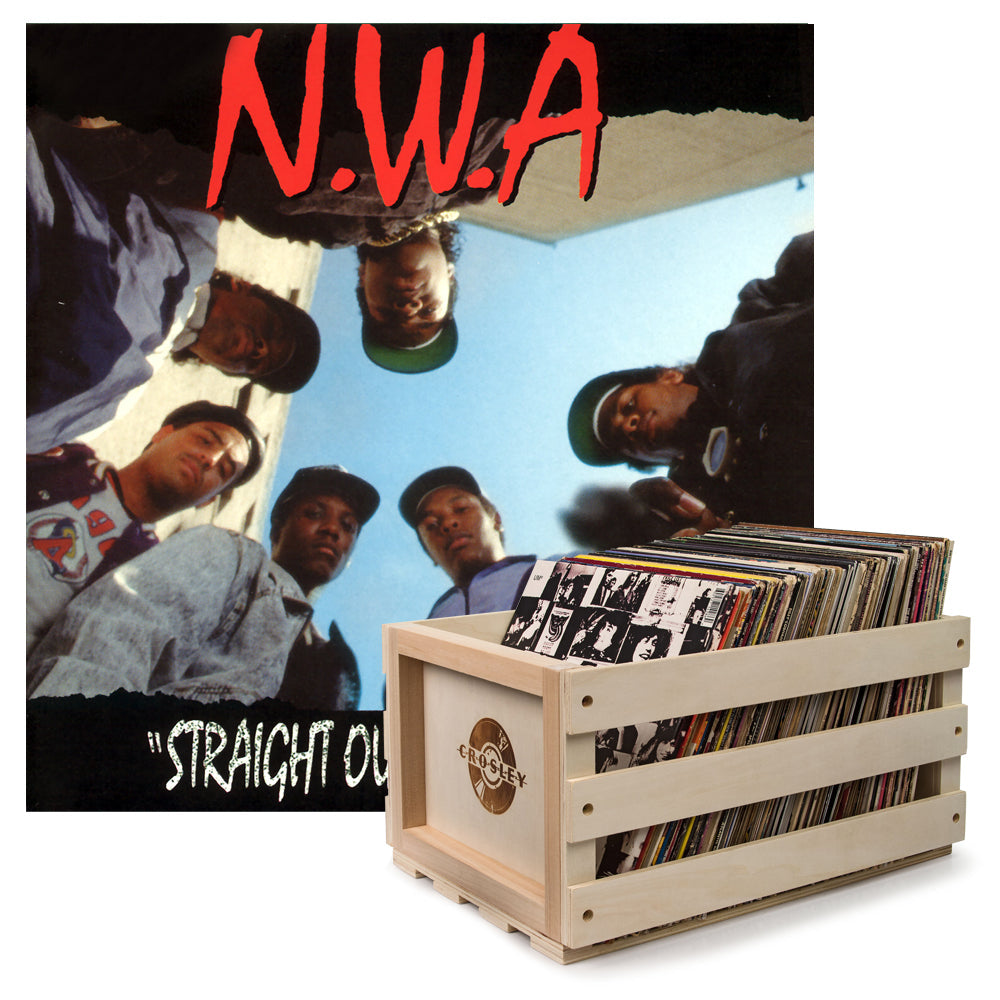 Crosley Record Storage Crate & N.W.A. Straight Outta Compton - Vinyl Album Bundle