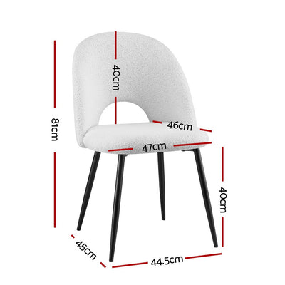 1 Set of 2 Artiss Dining Chair Boucle Sherpa