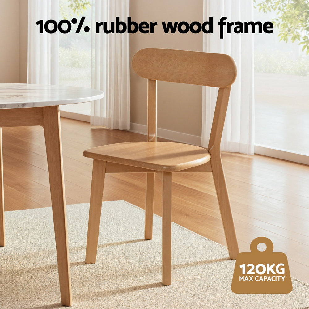 Artiss 4x Dining Chairs Wooden Kitchen Accent Chair Cafe Lounge Rubber Wood