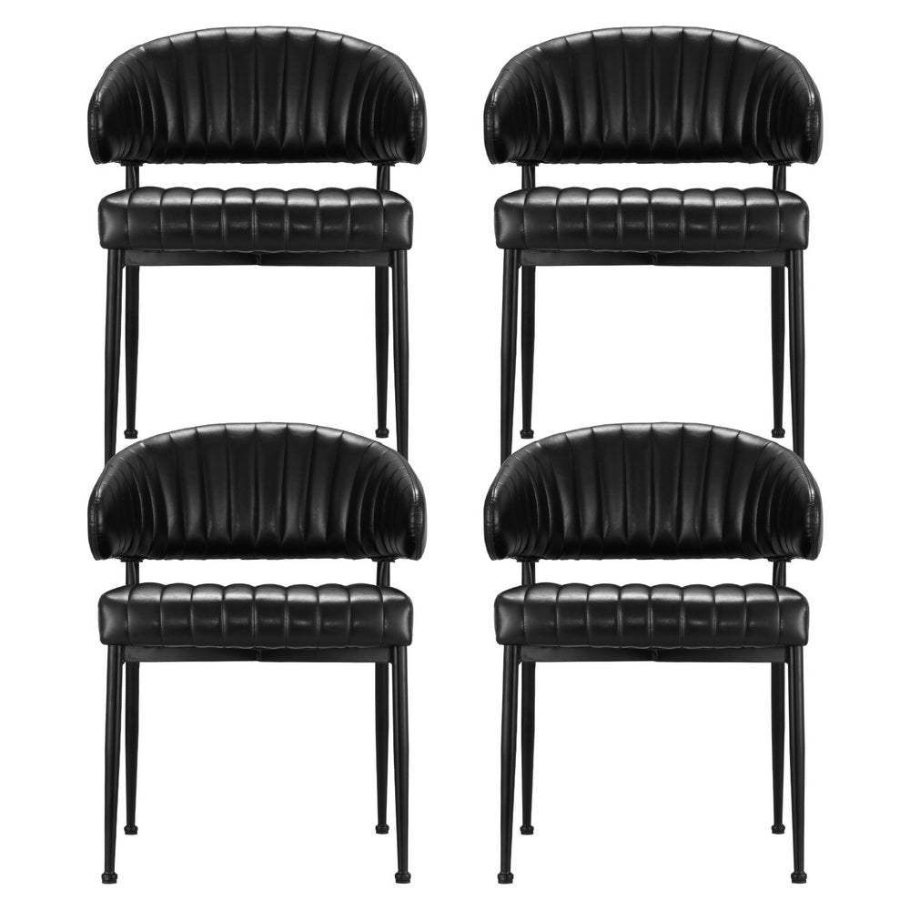Artiss Dining Chairs Set of 4 Leather Hollow Armchair Black