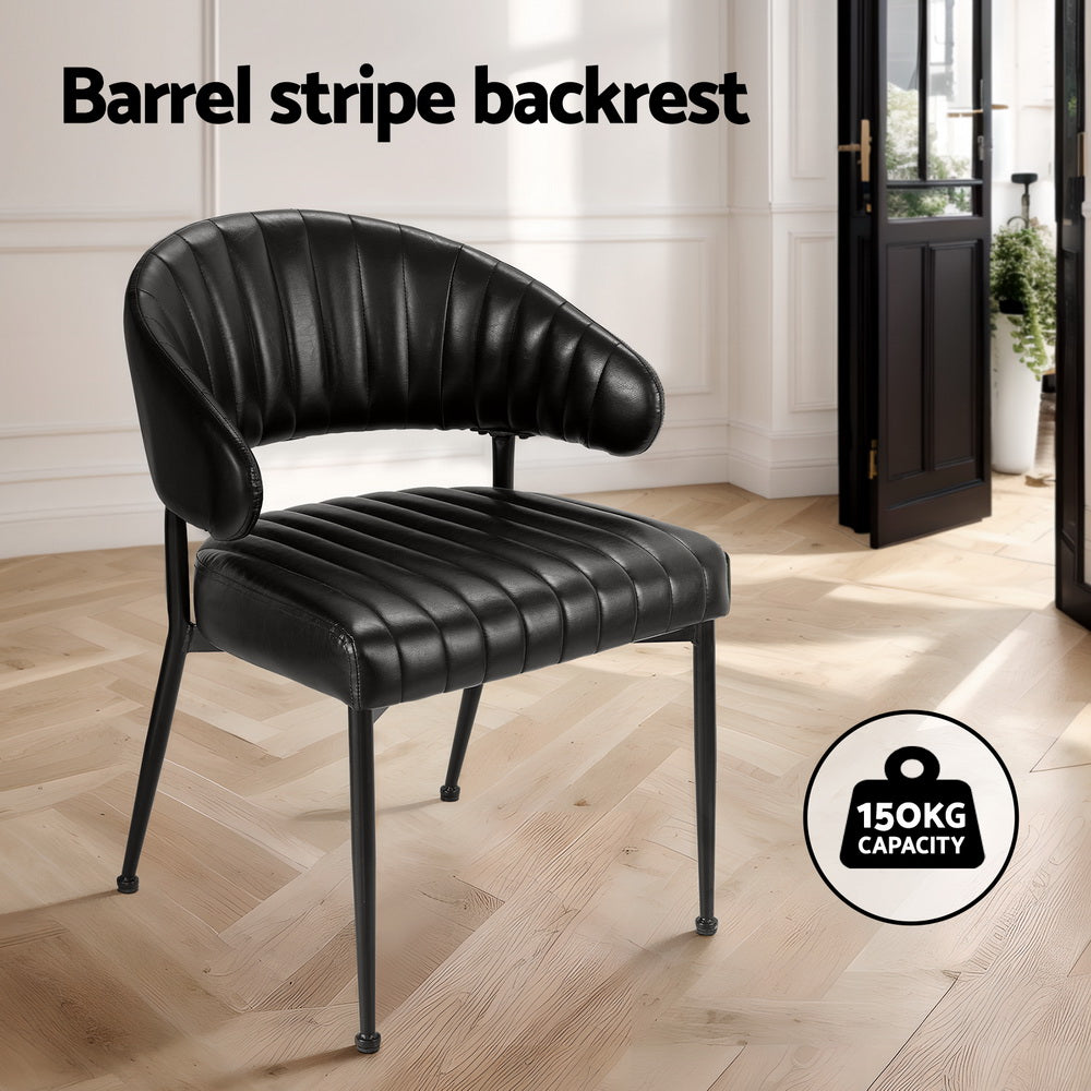 Artiss Dining Chairs Set of 4 Leather Hollow Armchair Black
