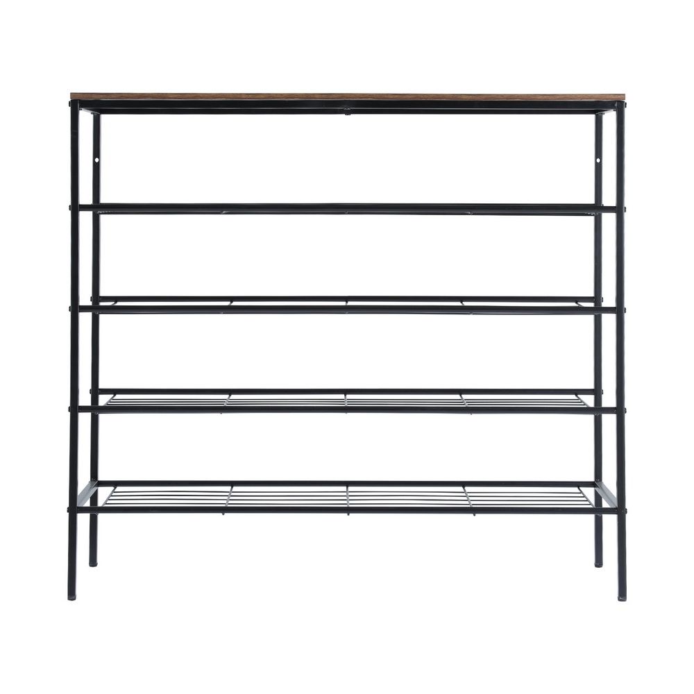 Artiss Shoe Rack 5-tier 25 Pairs Walnut Bob