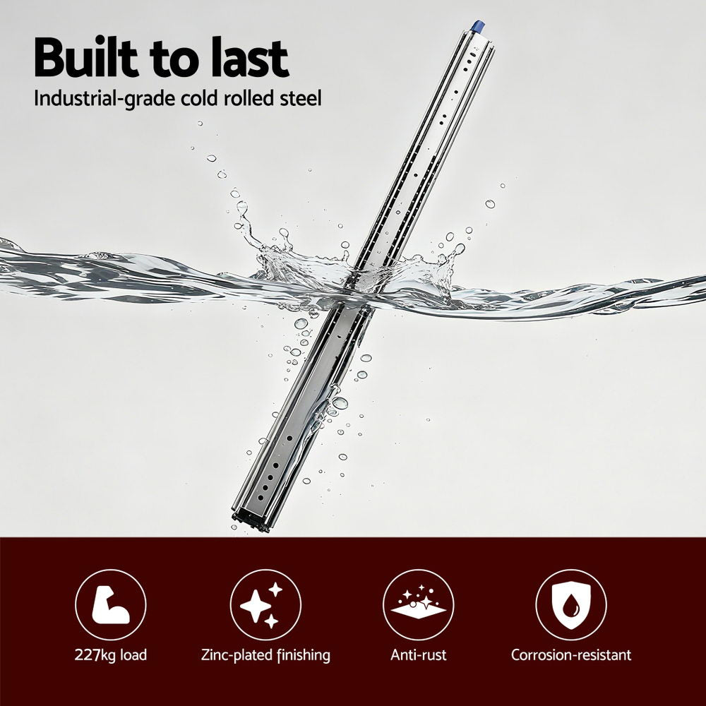 Giantz 2x Drawer Slides Full Extension Locking 227kg 1804-3608mm Length