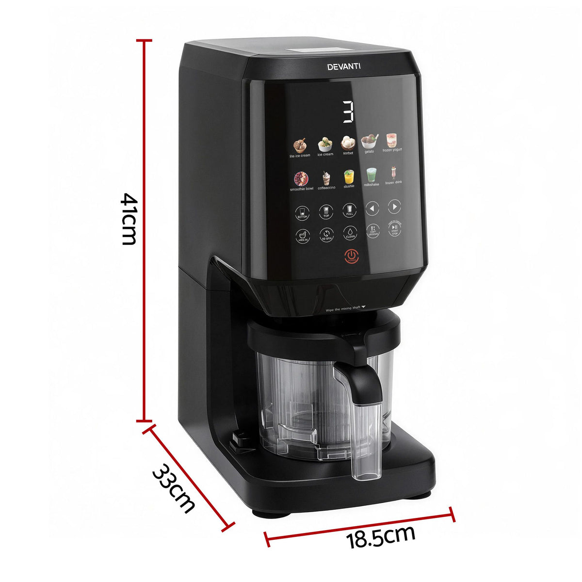 Devanti 10-in-1 Ice Cream Maker Slushie Machine Homemade Gelato Sorbet Smart Portion Control Custom Mix-Ins