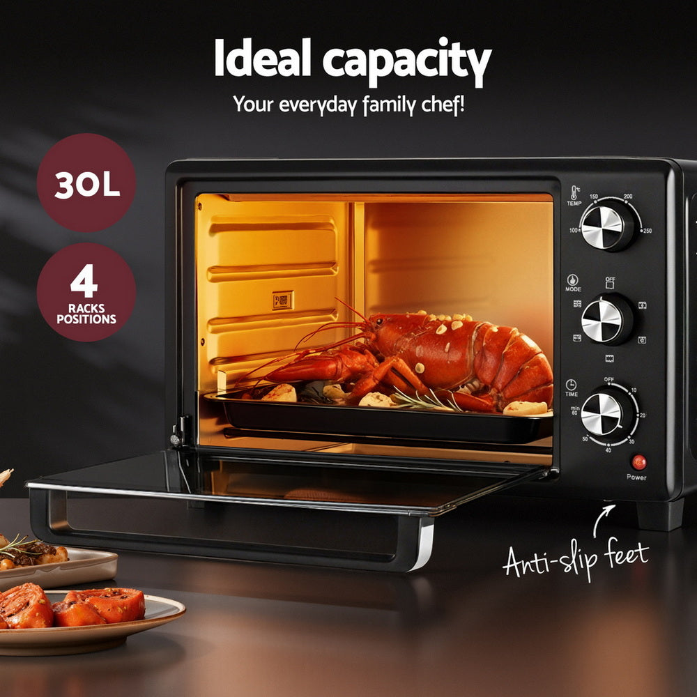 Devanti 30L Convection Oven Electric Fryer Ovens 1600W