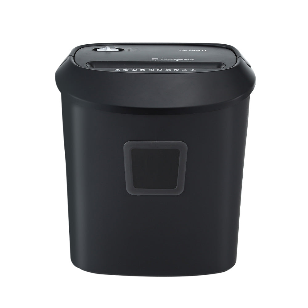 Devanti Electric Paper Shredder for Home Office 10 A4 Paper Sheet Cross-Cut Paper