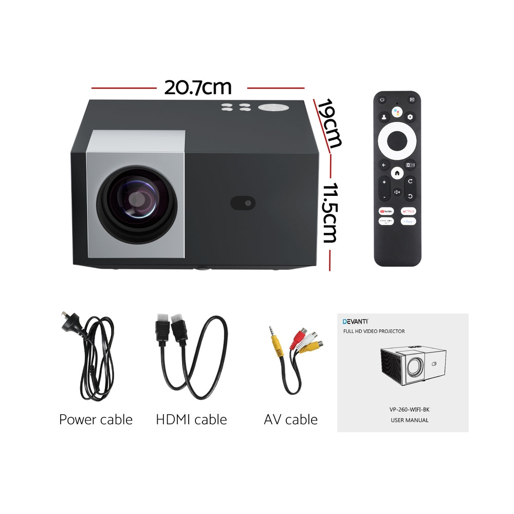 Devanti Video Project 4K 1080P Official Google TV 5G Wifi Home Cinema