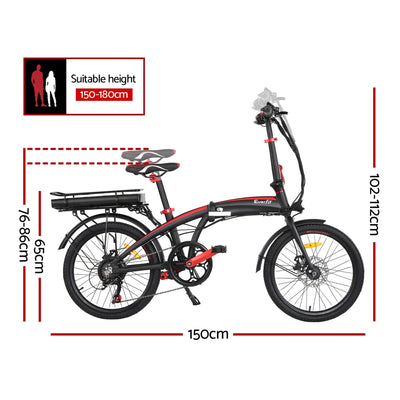 Everfit Folding Electric Bike Urban City Bicycle eBike Rechargeable Battery 250W