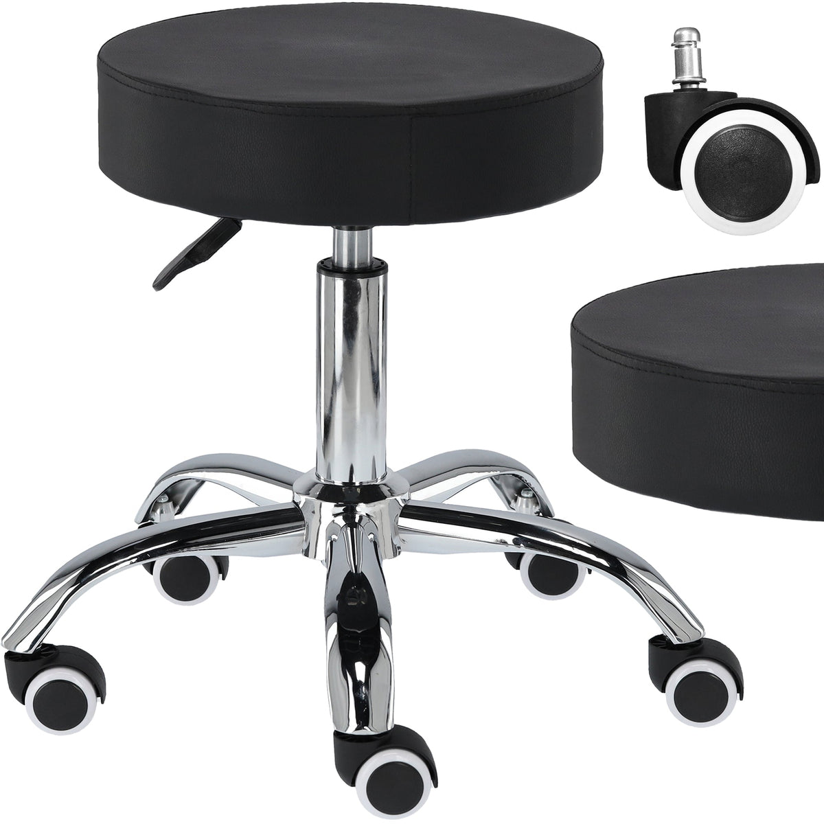 Ellie & Ruby Adjustable Salon Stool - Swivel Rolling Beauty Chair