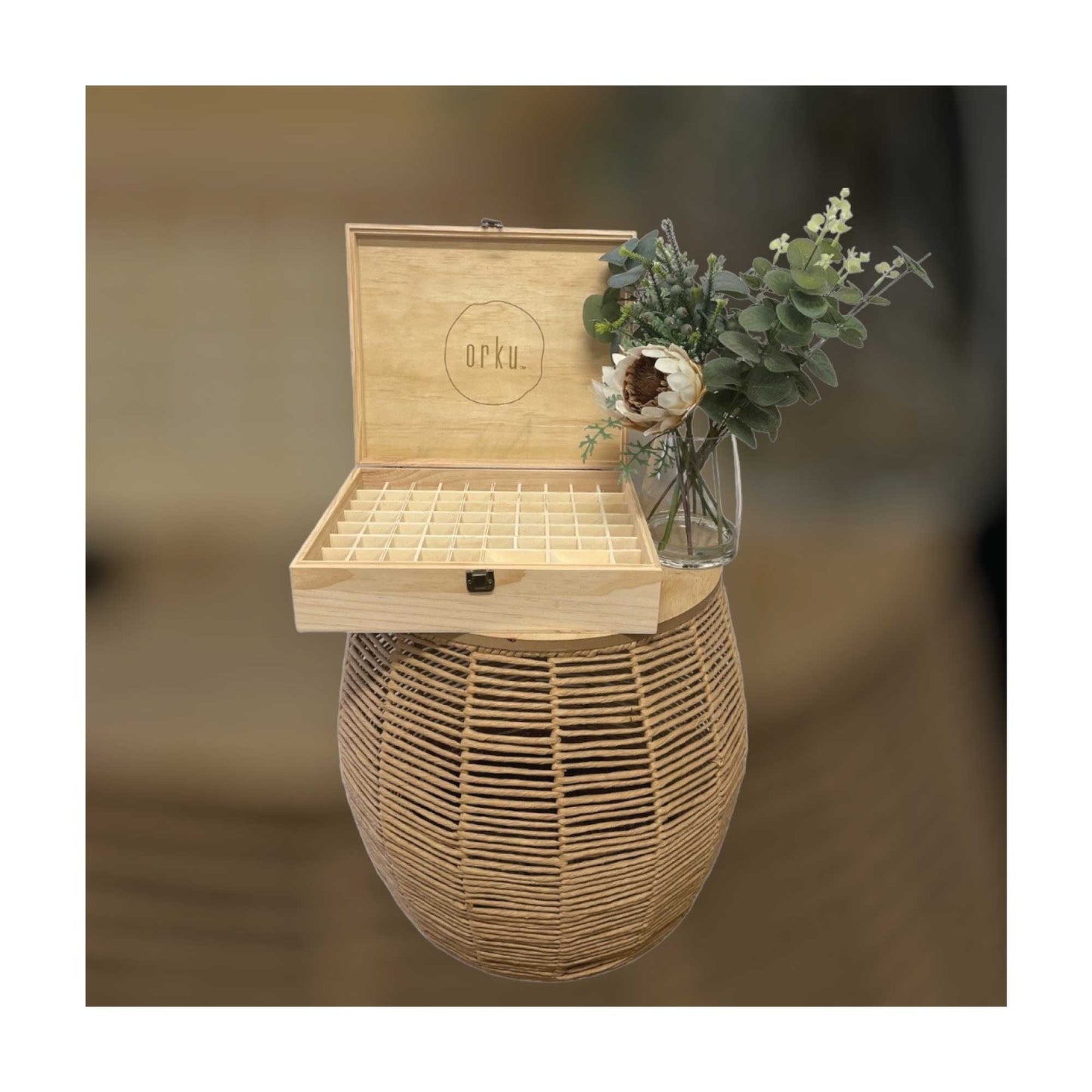 Essential Oils Wood Storage Box - Wooden Oil Bottle Slots