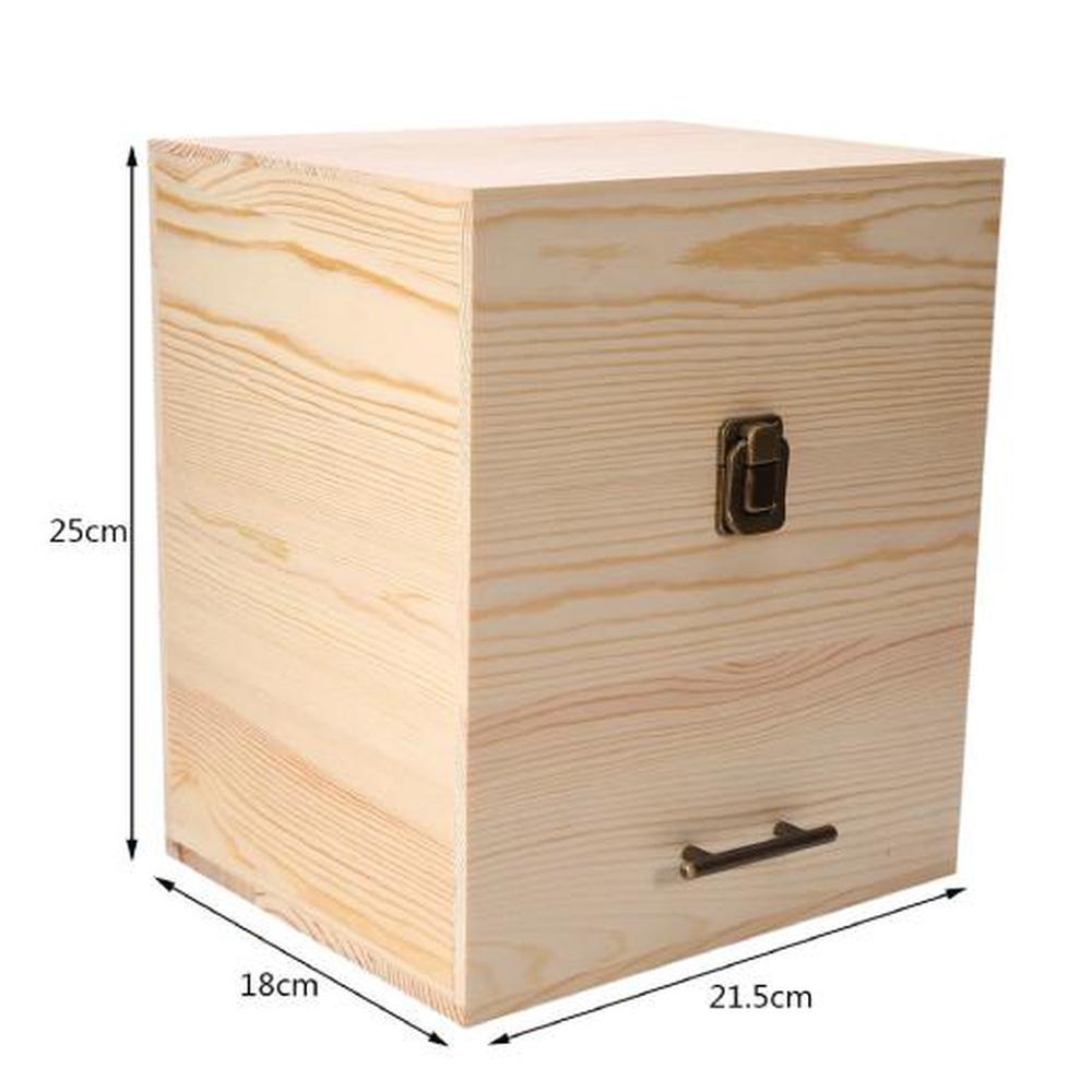 Essential Oils Wood Storage Box - Wooden Oil Bottle Slots