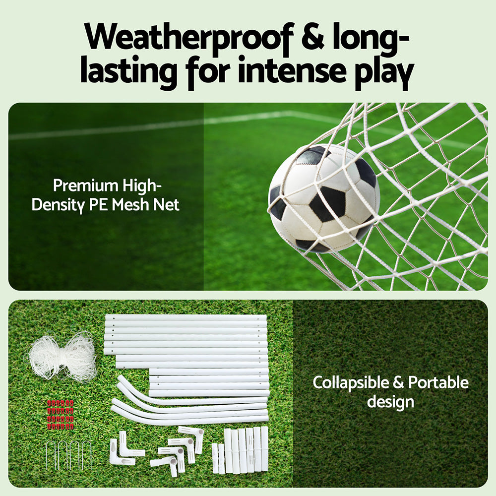 Everfit 12FT Soccer Football Goal Net UPVC Frame with PE Mesh Weatherproof Portable Goals for Backyard Training Competitive Play