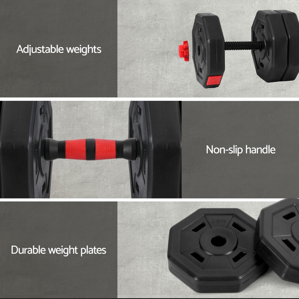 Everfit 40kg Adjustable Dumbbell Barbell Set Weight Plates Home Workout
