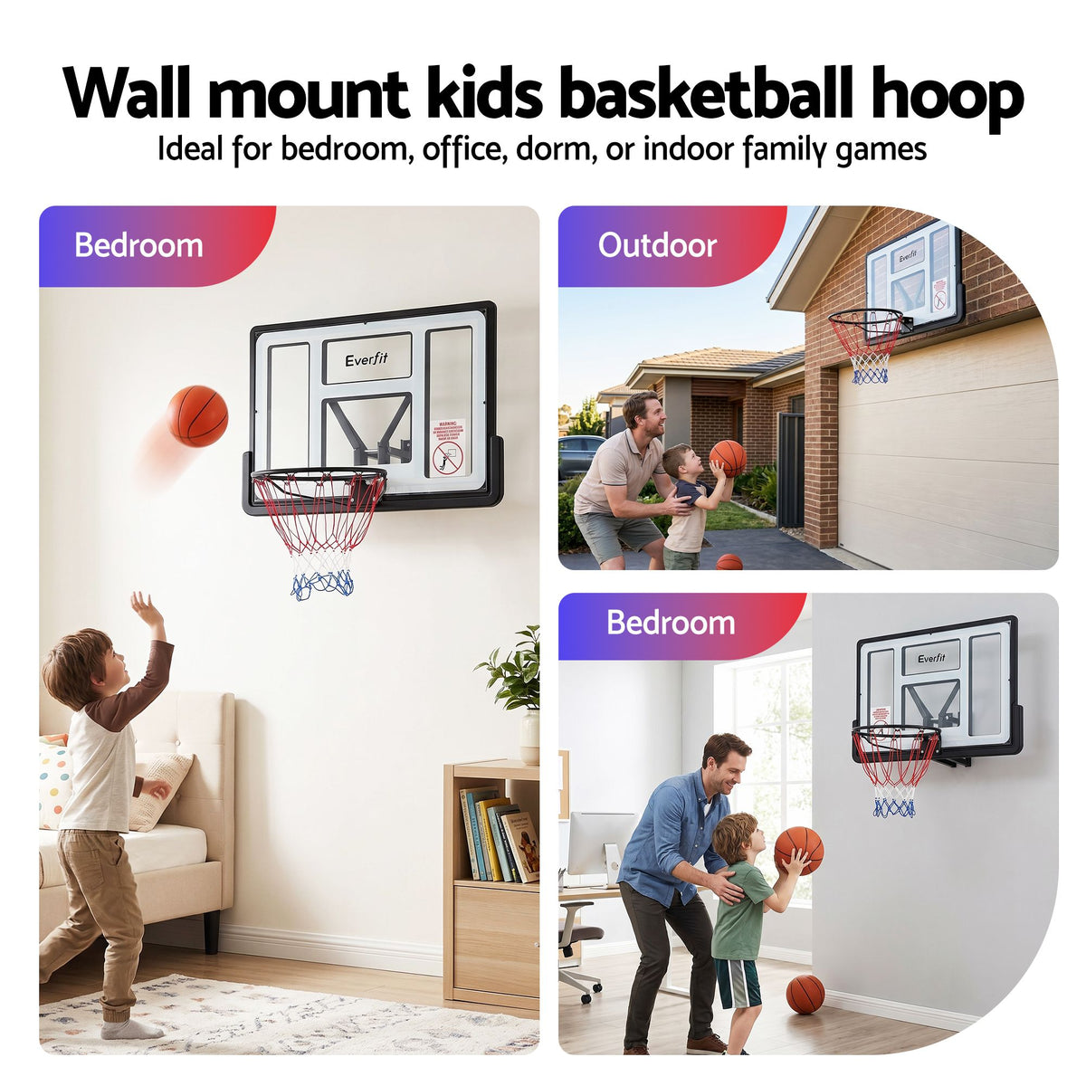 Everfit 43-Inch Wall Mount Kids Basketball Hoop Backboard Outdoor Sports