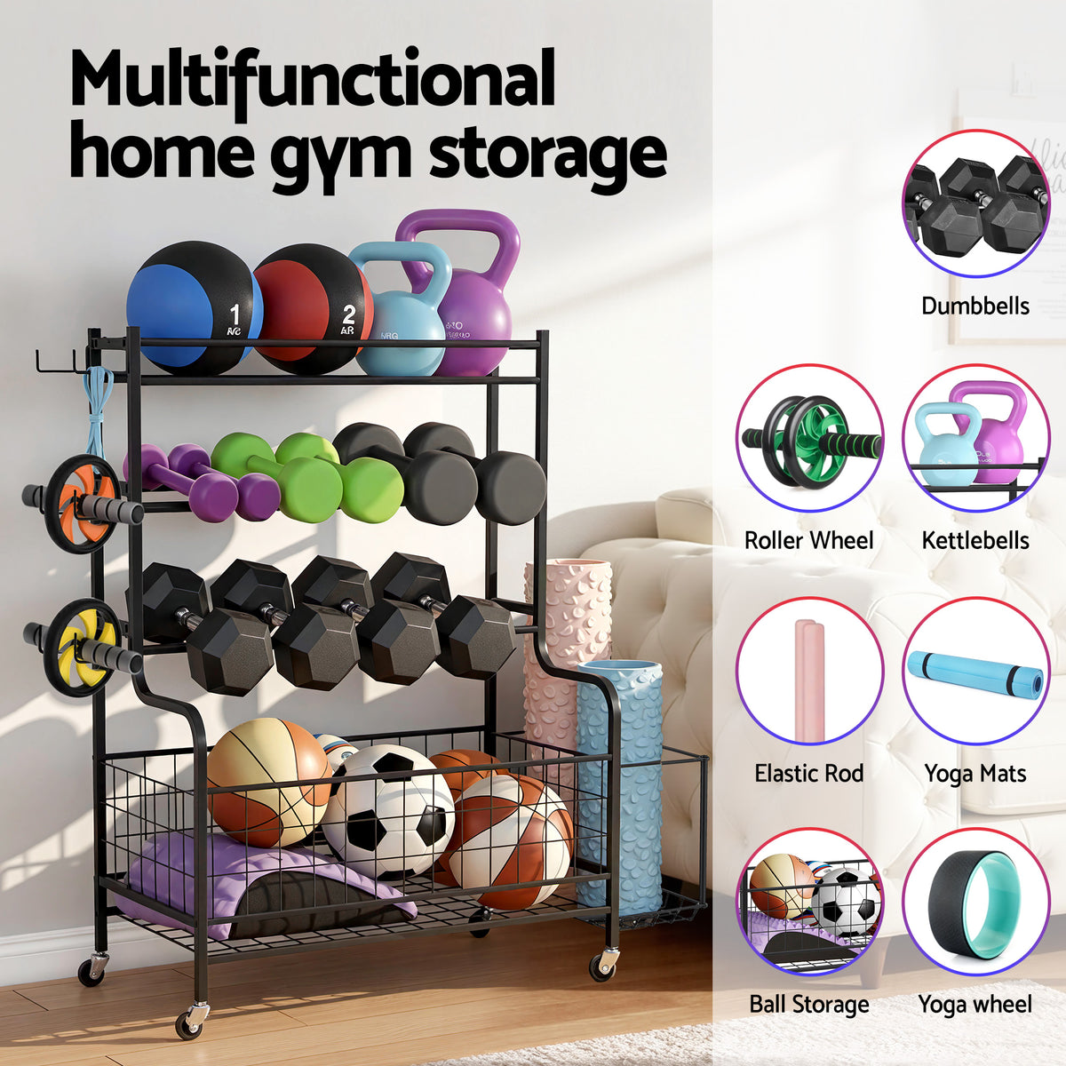 Everfit Dumbbell Rack Weight Rack for Dumbbells Home Gym Storage Black