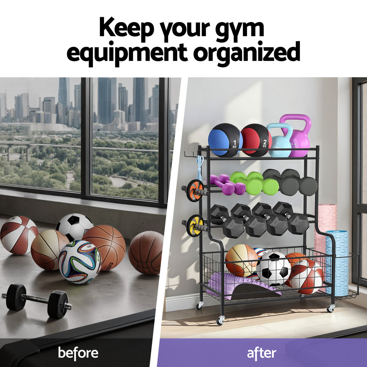 Everfit Dumbbell Rack Weight Rack for Dumbbells Home Gym Storage Black