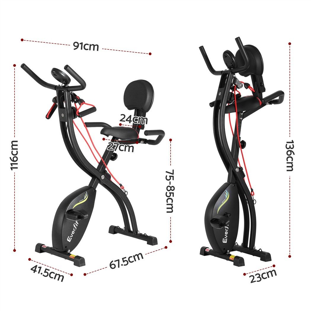 Everfit Folding Exercise Bike Magnetic X-Bike Indoor Cycling Resistance Rope
