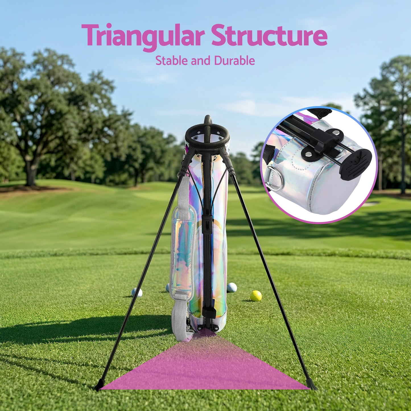 Everfit Golf Stand Bag Lightweight Sunday Pitch And Putt Bag Holographic