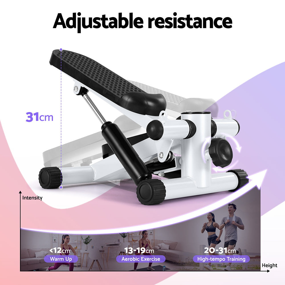 Everfit Mini Stepper with Resistance Rope Aerobic for Exercise Compact Home Workout White