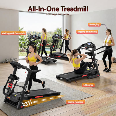 Everfit Treadmill Electric Home Gym Fitness Exercise Machine w/ Massager 480mm