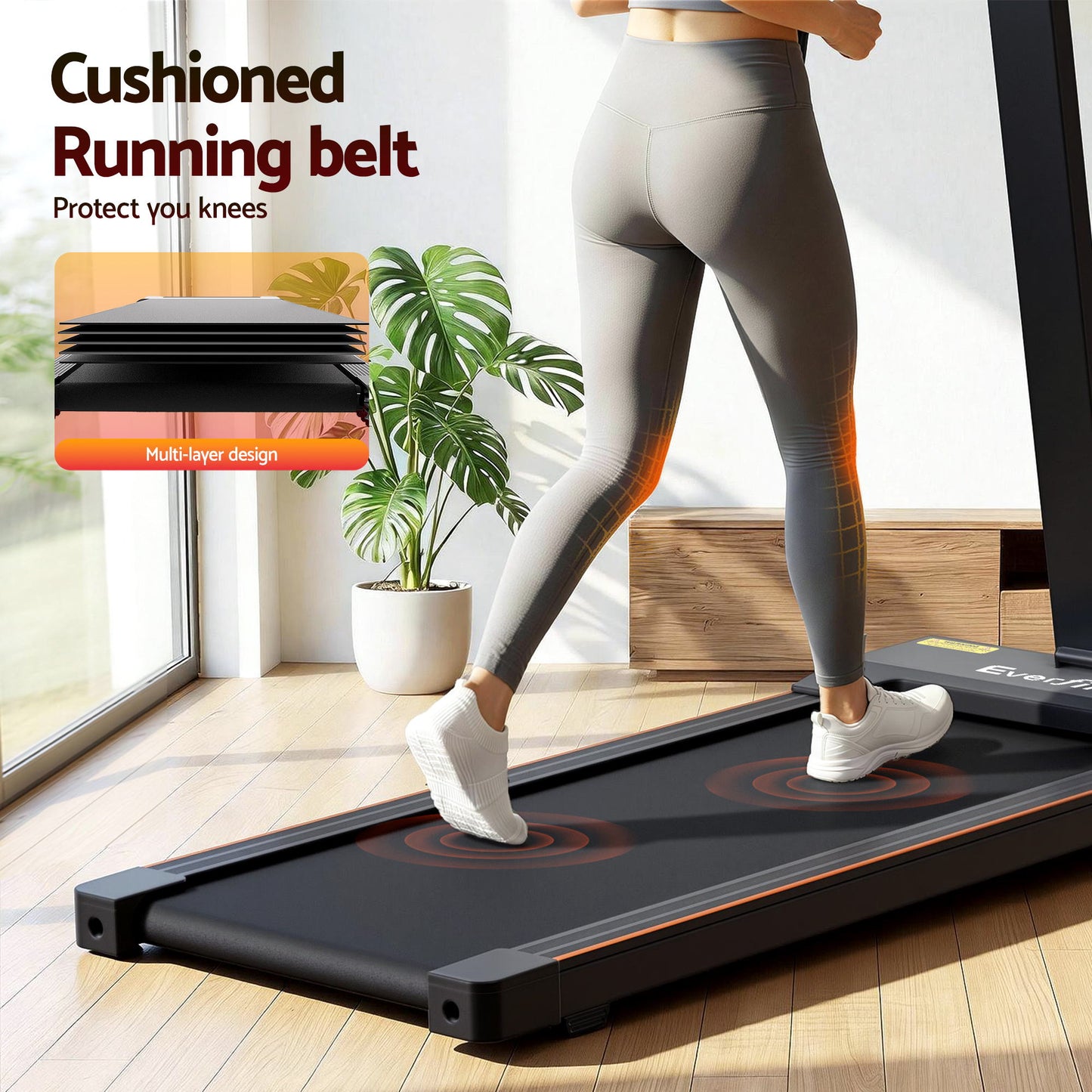 Everfit Walking Pad Treadmill 2 in 1 Foldable for Home Gym 40cm Wide Belt 12 Programs with App