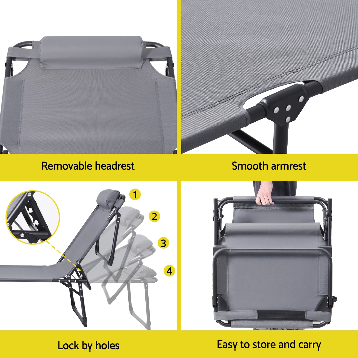 Gardeon Sun Lounger Folding Lounge Beach Chair Patio Outdoor Furniture