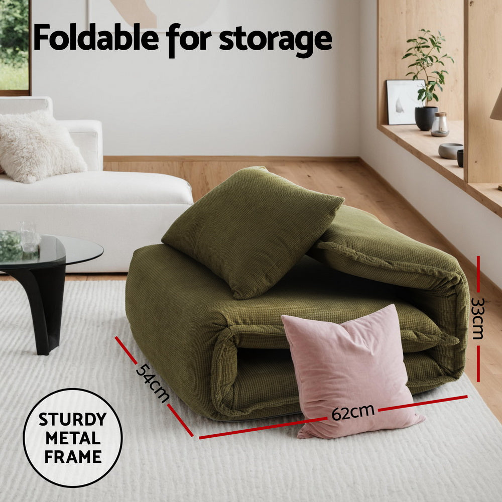 Artiss Floor Lounge Sofa Bed Foldable Green