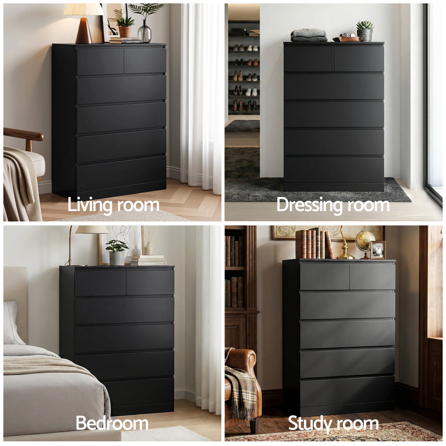 Artiss 6 Chest of Drawers Tallboy PEPE Black