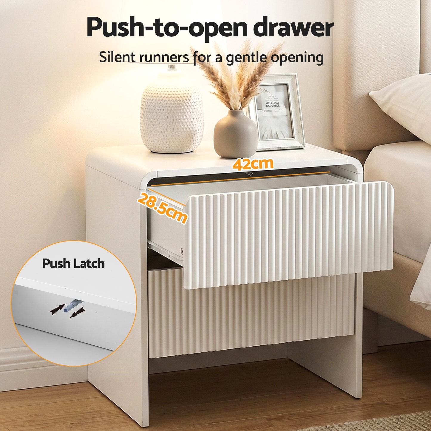 Artiss Bedside Table 2 Drawers - Beige