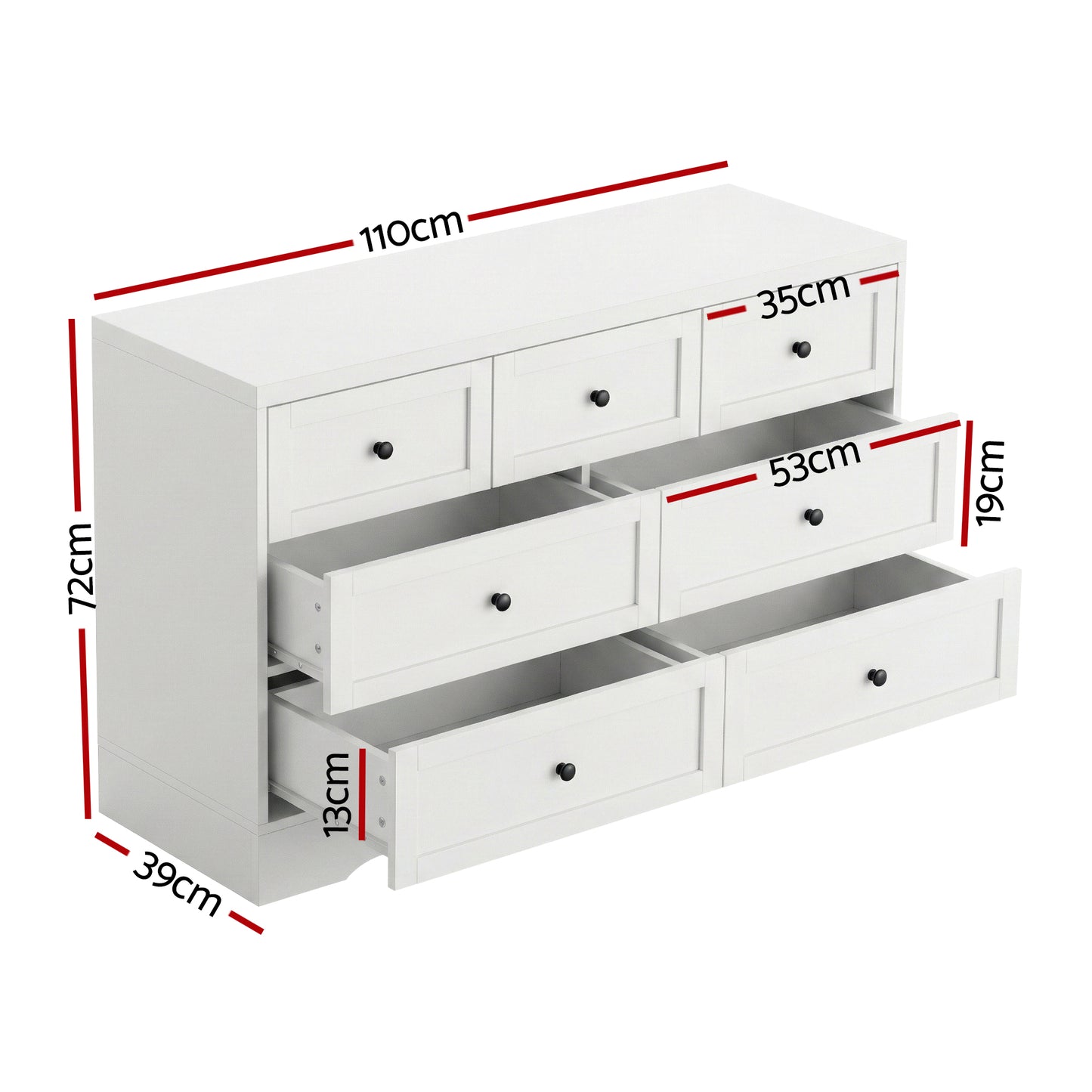 Artiss 7 Chest of Drawers Dresser Table White