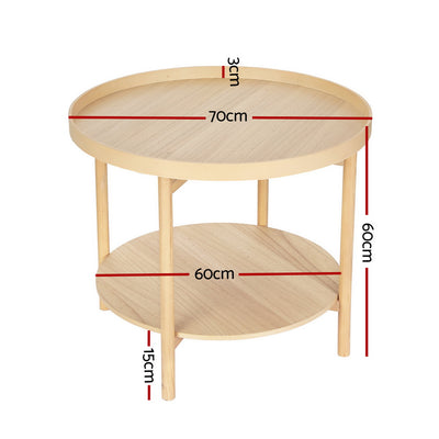 Artiss Coffee Table Side Table Round 70CM
