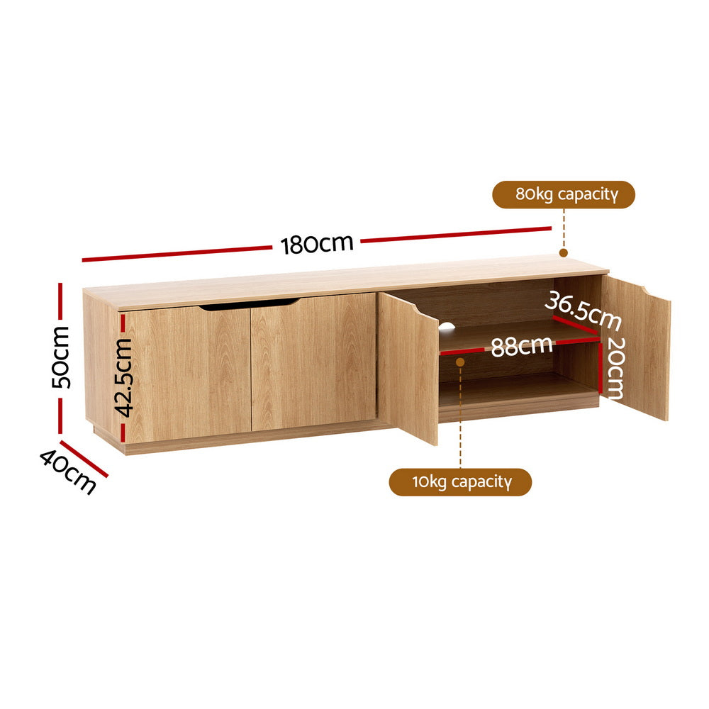 Artiss TV Unit Entertainment Unit Storage Cabinet 180cm Pine