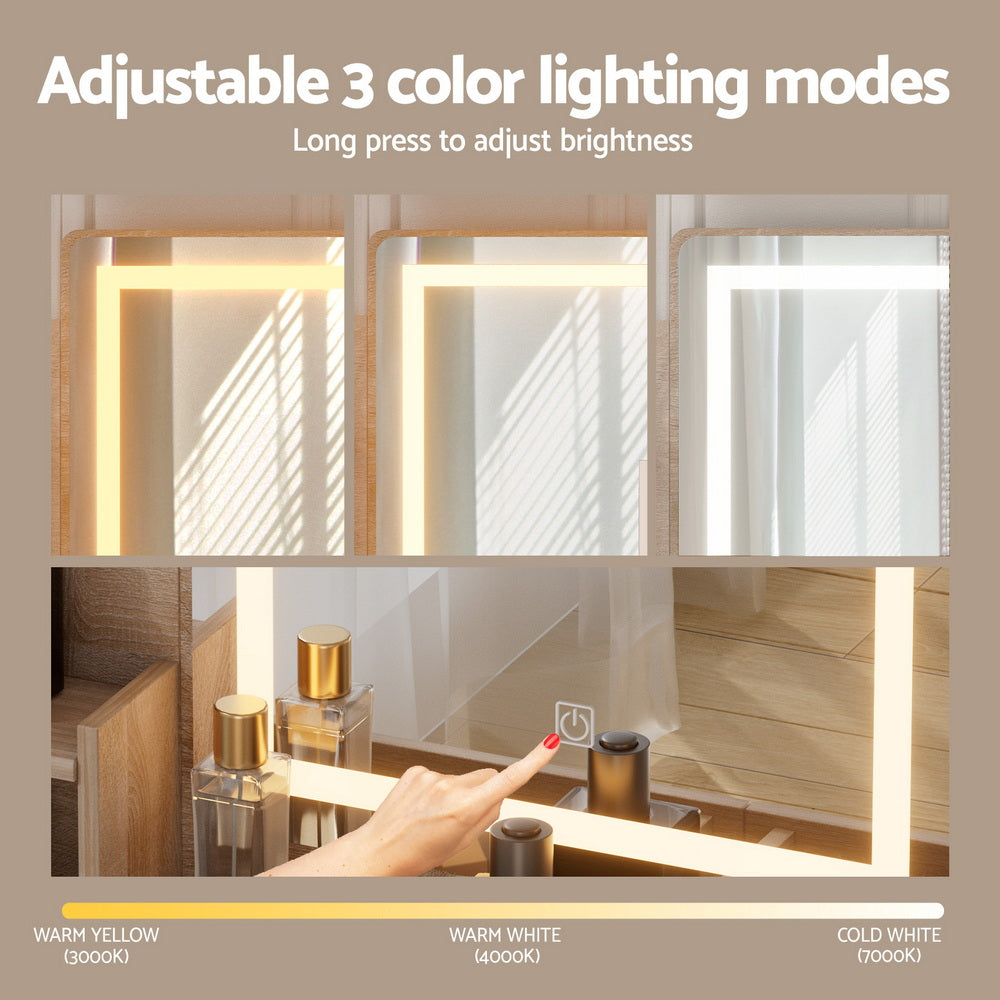 Artiss Dressing Table Set Stool Led Wood