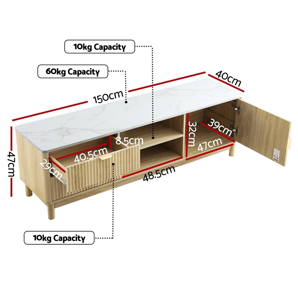Artiss TV Unit Entertainment Unit Storage Drawer Shelf 150cm Pine