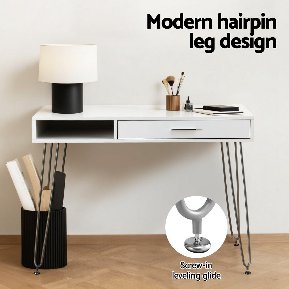 Artiss Computer Desk Drawer Cabinet Home Office Desks Workstation 100cm White