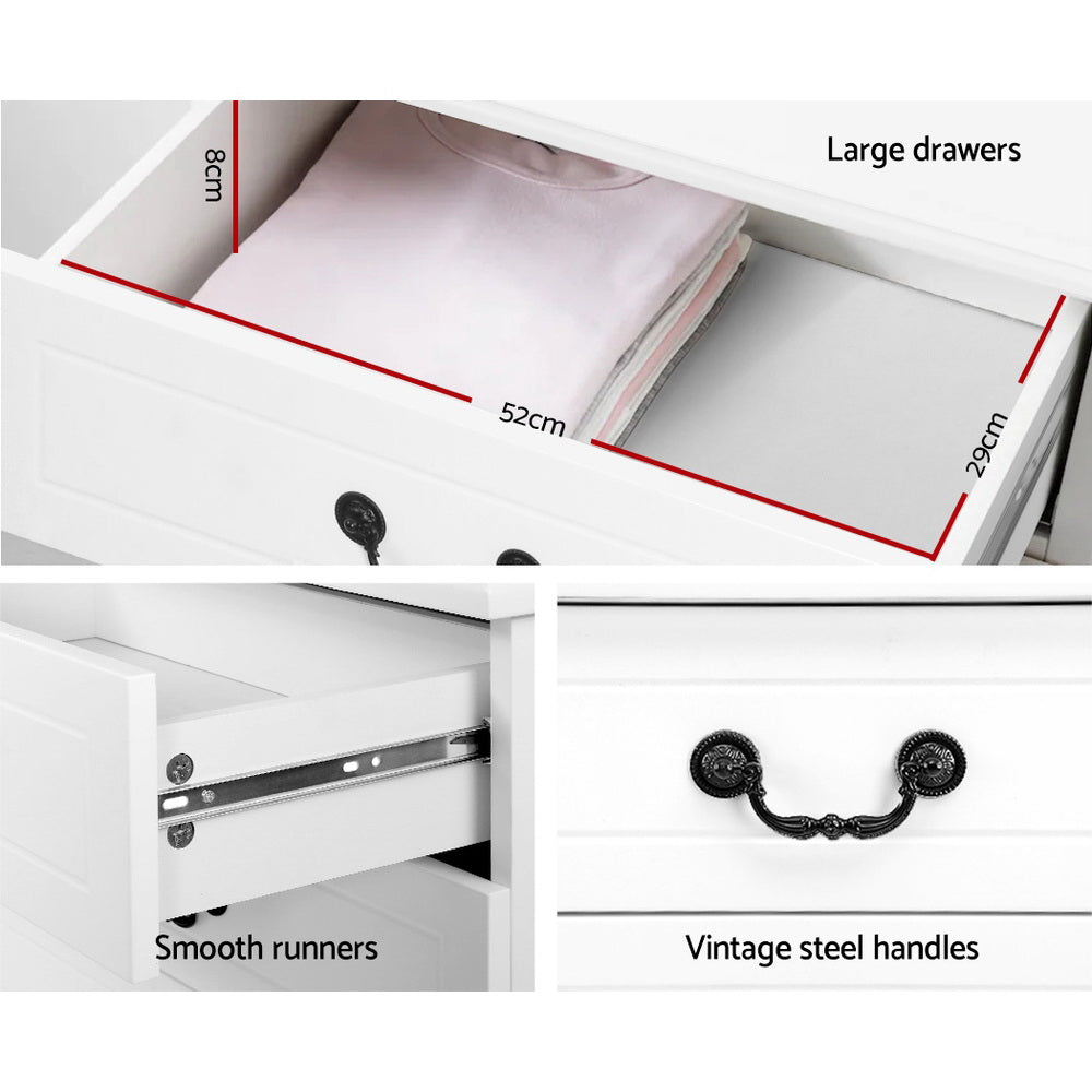 Artiss 6 Chest of Drawers - KUBI White
