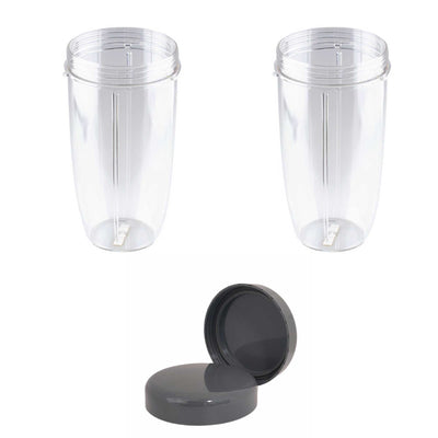 For Nutribullet 2 Tall Cups + 2 Stay Fresh Lid For Nutri 600 and 900 Models