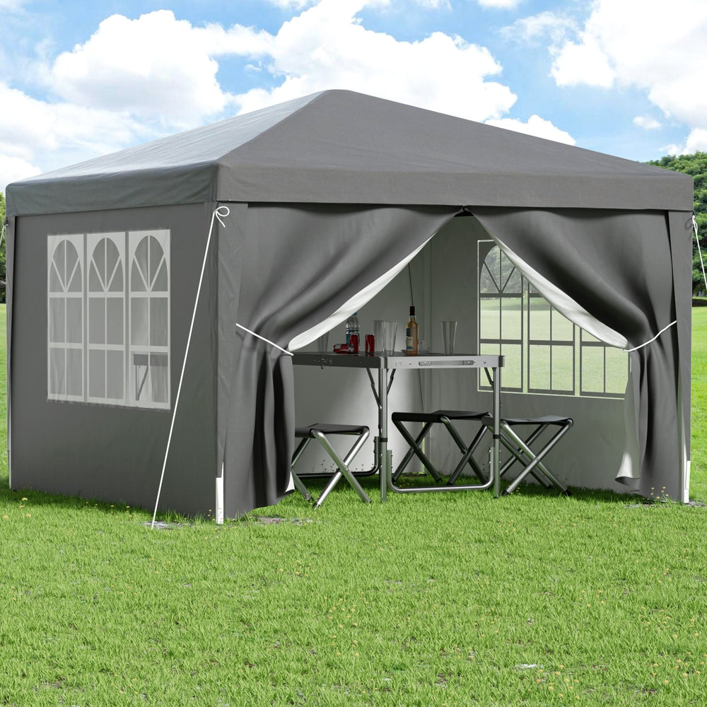 Instahut Gazebo 3x3 Pop Up Marquee Folding Tent Wedding Gazebos Camping Outdoor Shade Canopy Gray