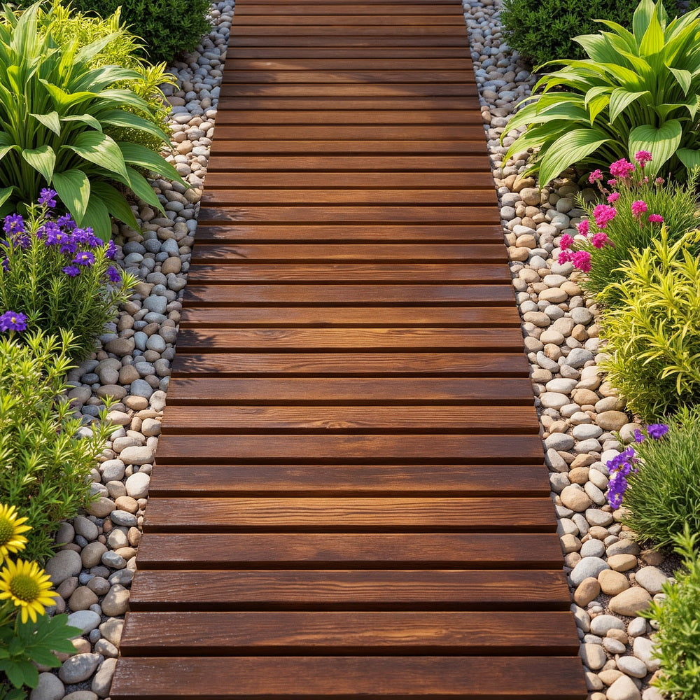 Gardeon 8FT Wooden Garden Pathway Roll-Out Straight Walkway Outdoor Backyard Charcoal Brown