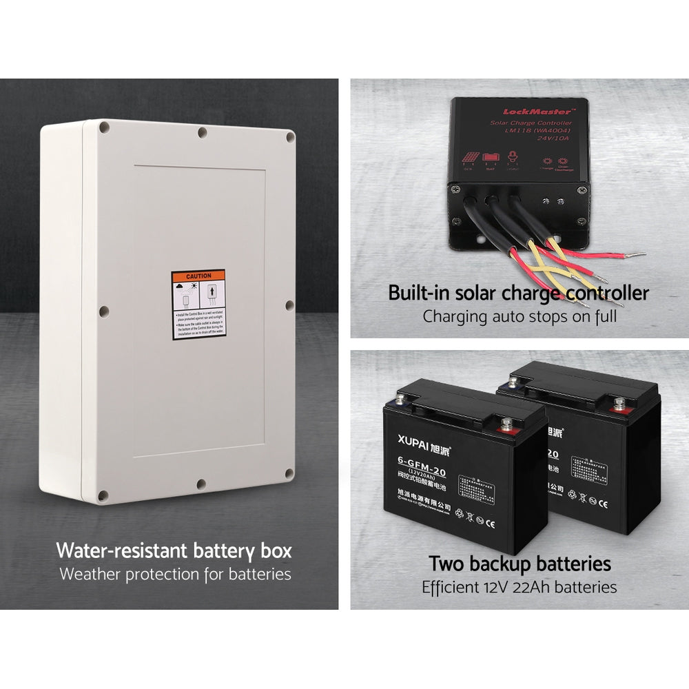 LockMaster Automatic Sliding Gate Opener Kit 40W Solar 4M 600KG