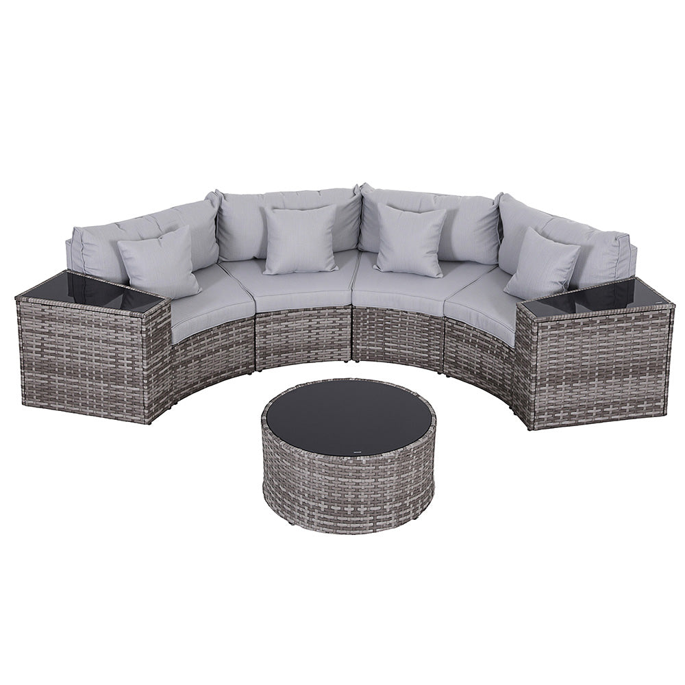 Gardeon 4 Seater Outdoor Sofa Set 7PCS Table Chair Set Garden Rattan Patio Furniture