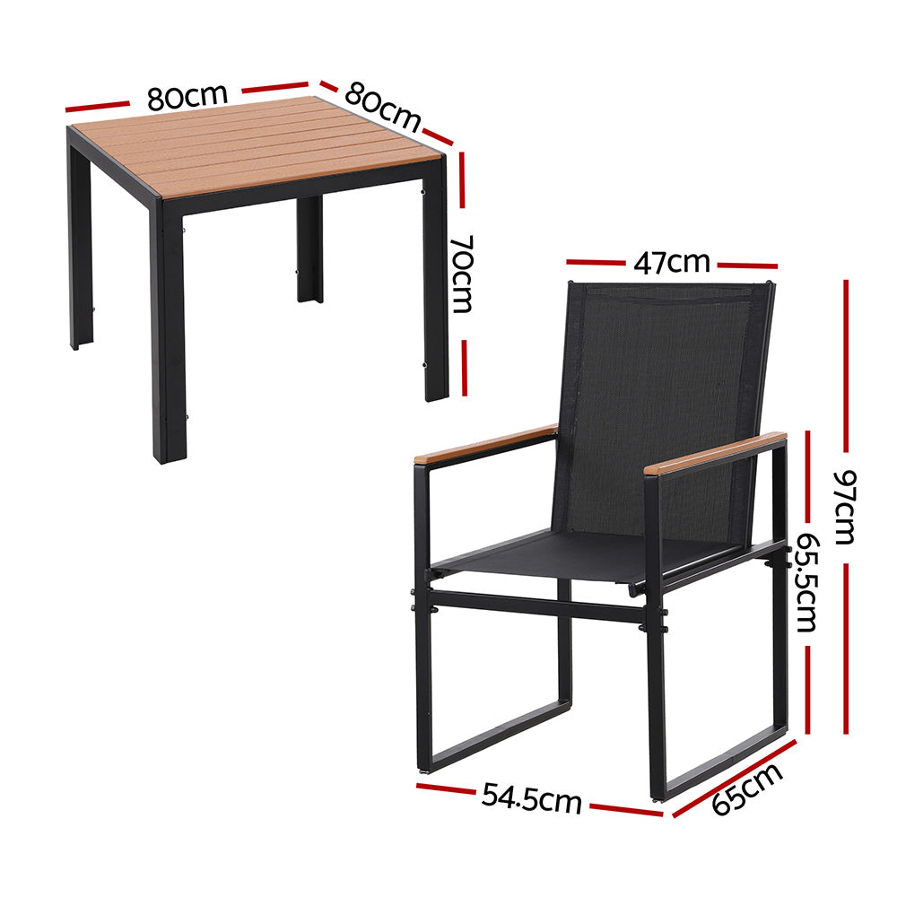Gardeon 5PCS Outdoor Dining Set Table and Chairs Patio Garden Furniture Bistro Set