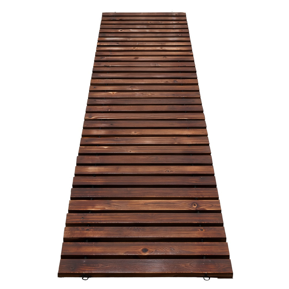 Gardeon 8FT Wooden Garden Pathway Roll-Out Straight Walkway Outdoor Backyard Charcoal Brown