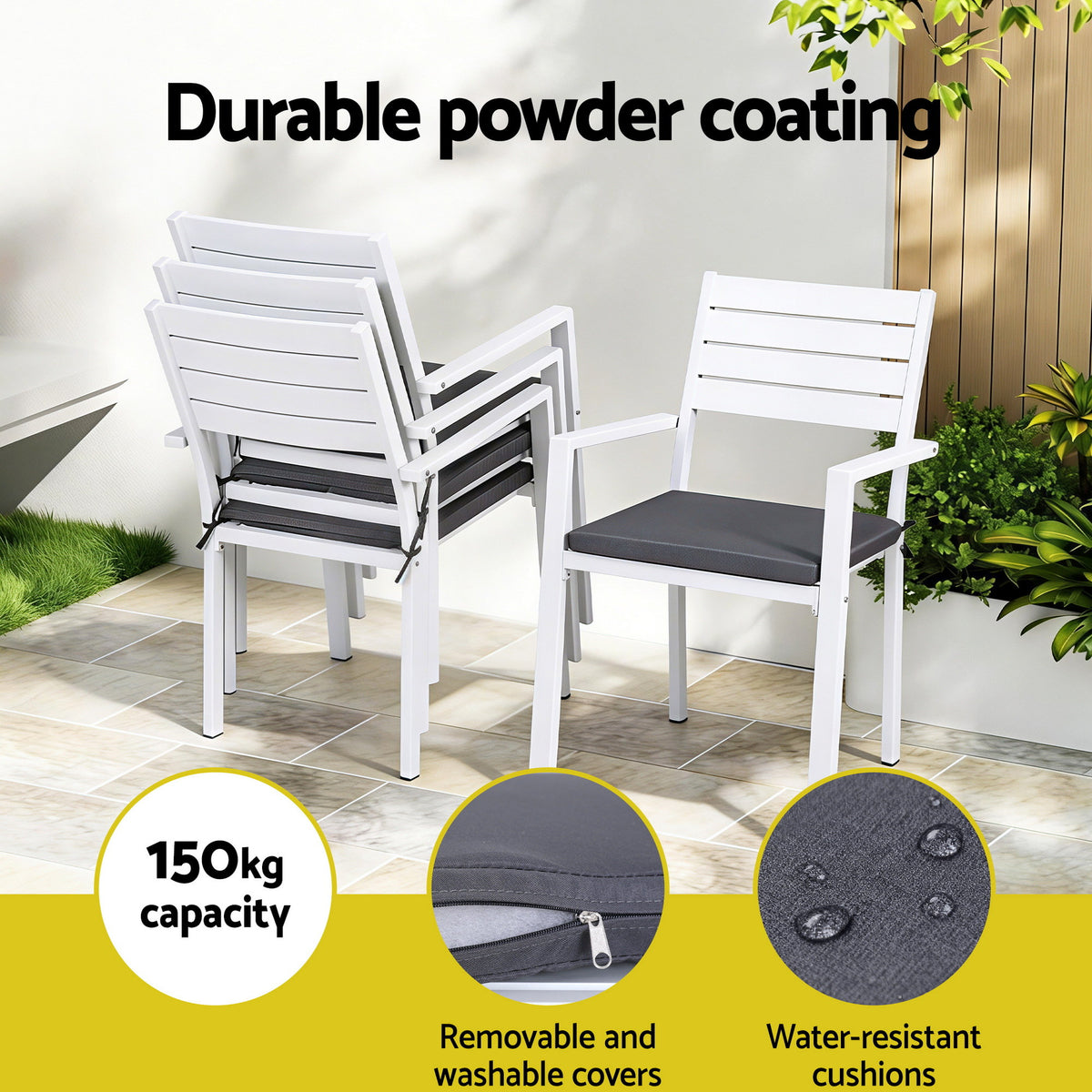 Gardeon Outdoor Dining Set 5 Piece Aluminum WPC Tabletop Patio Furniture