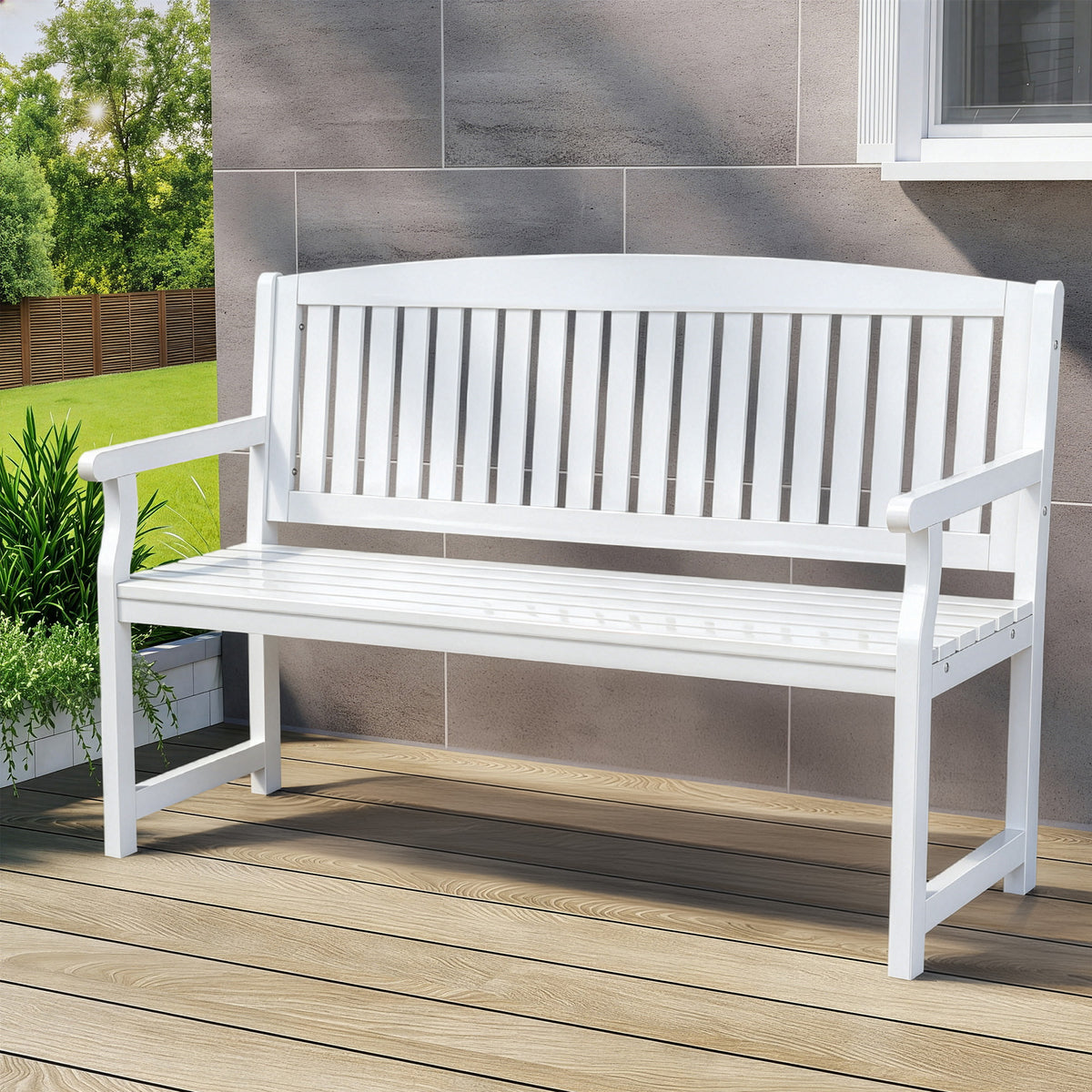 Gardeon Outdoor Garden Bench Wooden 2 Seater Lounge Chair Patio Furniture White