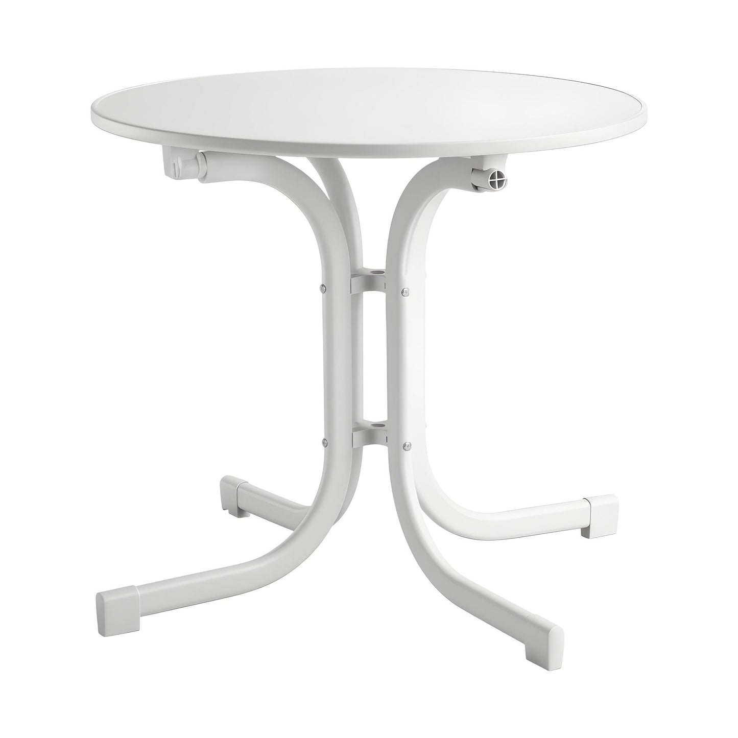 Gardeon Outdoor Side Table 80cm Folding Steel Round Bistro Desk Cafe Patio Furniture White
