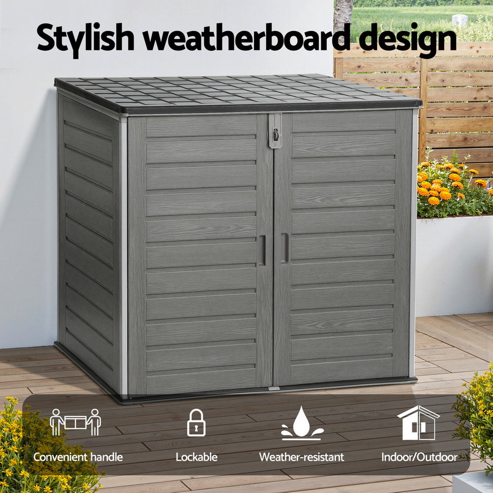 Gardeon Outdoor Storage Box 1170L Container Lockable Cabinet Tool Organizer Shed Grey